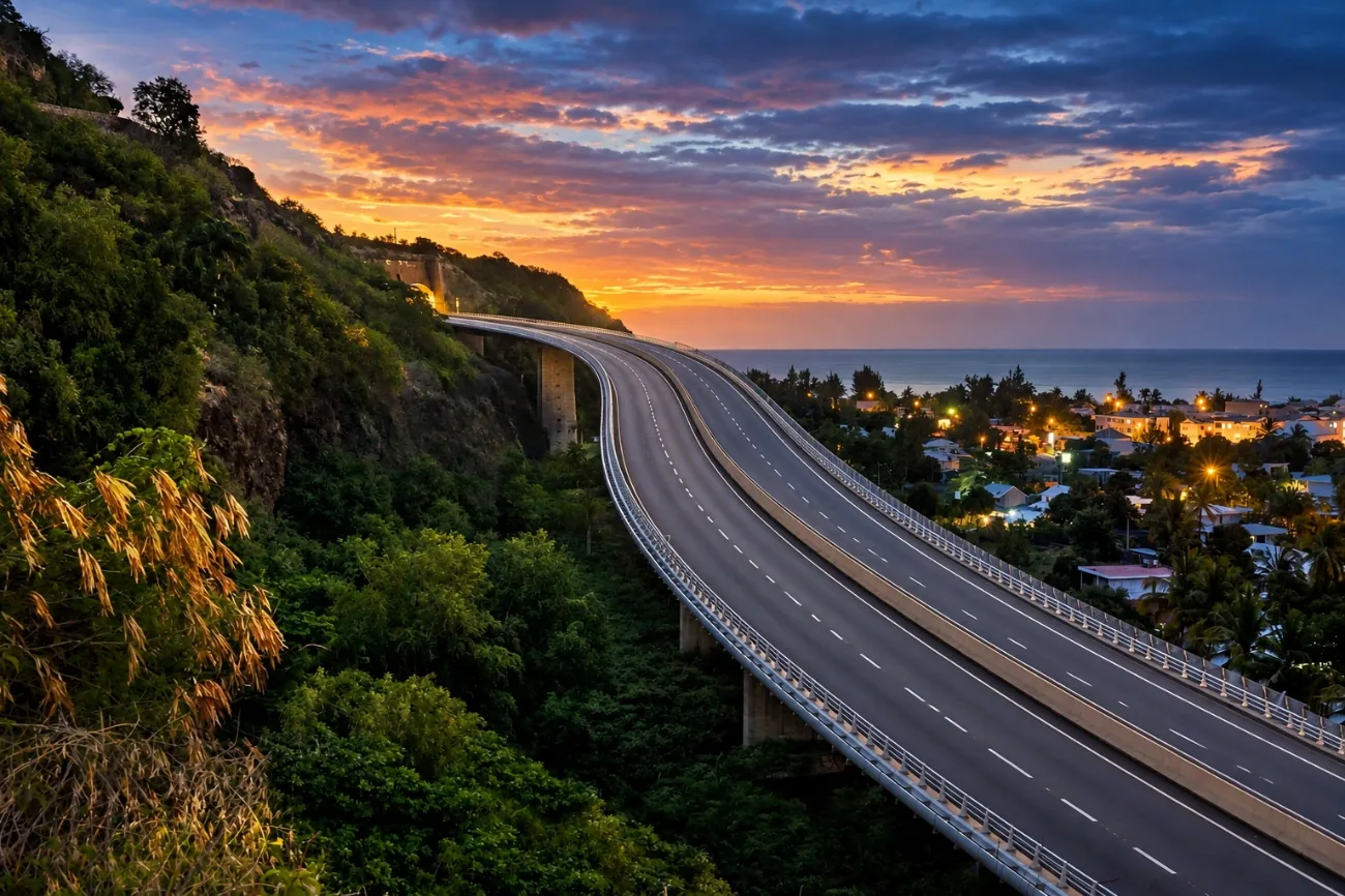 Route de l’Ouest de La Réunion avec vue sur l’océan